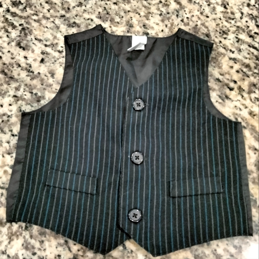 GEORGE black blue pinstripe formal dress holiday vest infant 3-6 Months
